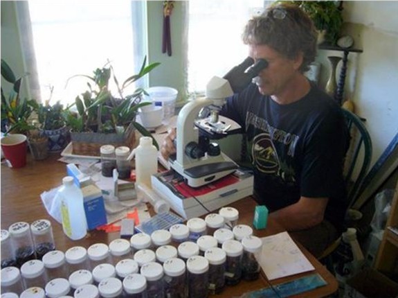 Author at his makeshift lab bench